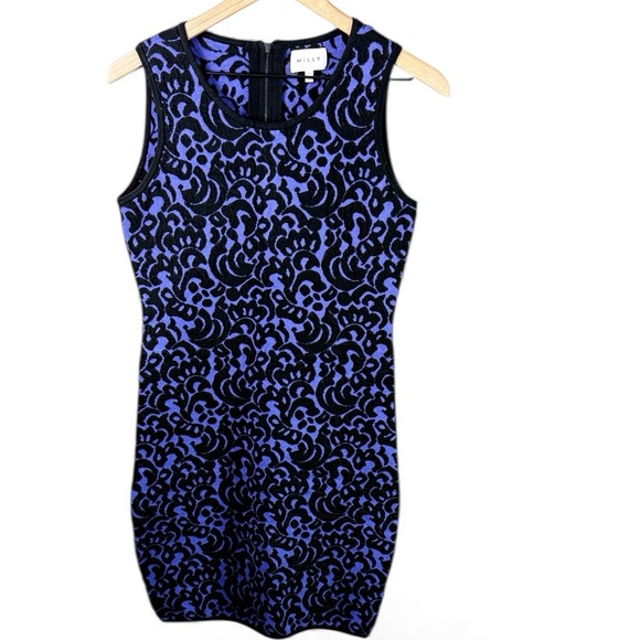 Milly Designer Purple & Black Swirl Pattern Knit Dress - Picture 3 of 8